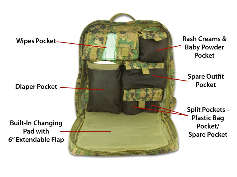 military style diaper bag