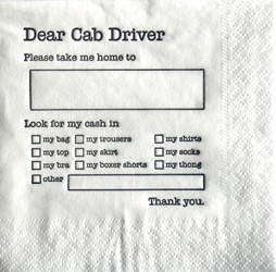 Dear Cab Driver Napkins