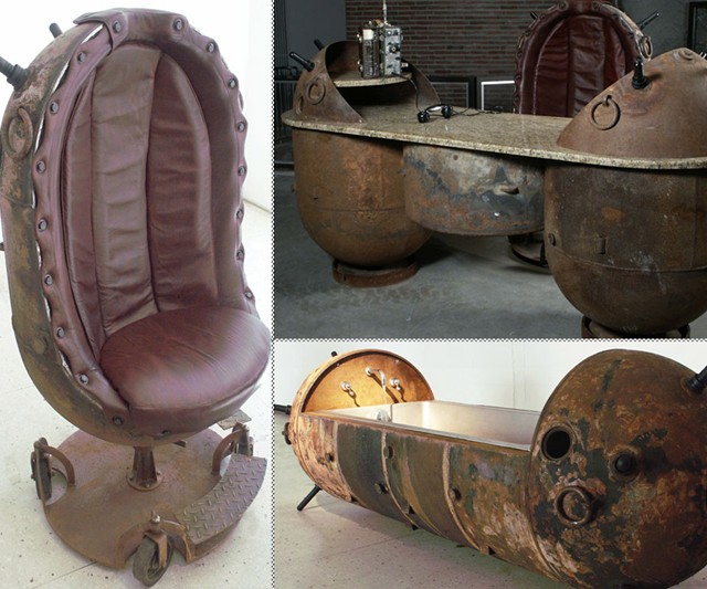 Marine Mine Chair, Desk, and Bathtub