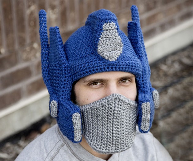 Crocheted Optimus Prime Helmet