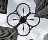 App-Controlled Video Quadricopter Bottom View in Flight