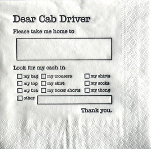 Dear Cab Driver Napkins Dear Cab Driver Napkins