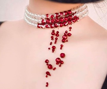 Dripping Blood Pearl Necklace Dripping Blood Pearl Necklace