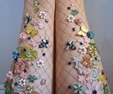 Flowered Fishnet Tights