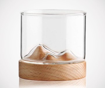 Mt. Fuji Glass with Wooden Coaster