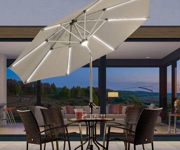 9' Solar Powered LED Lighted Patio Umbrella 9' Solar Powered LED Lighted Patio Umbrella