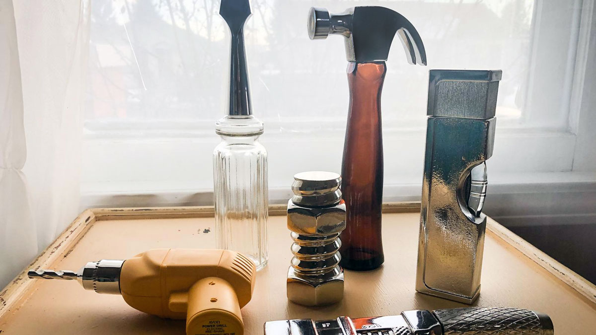 Vintage Avon Tool Box Decanter Bottle Set