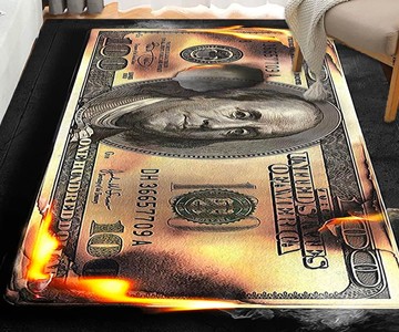 Burning $100 Bill Area Rug Burning $100 Bill Area Rug