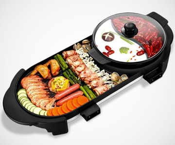 2-in-1 Indoor Electric BBQ Grill & Hot Pot