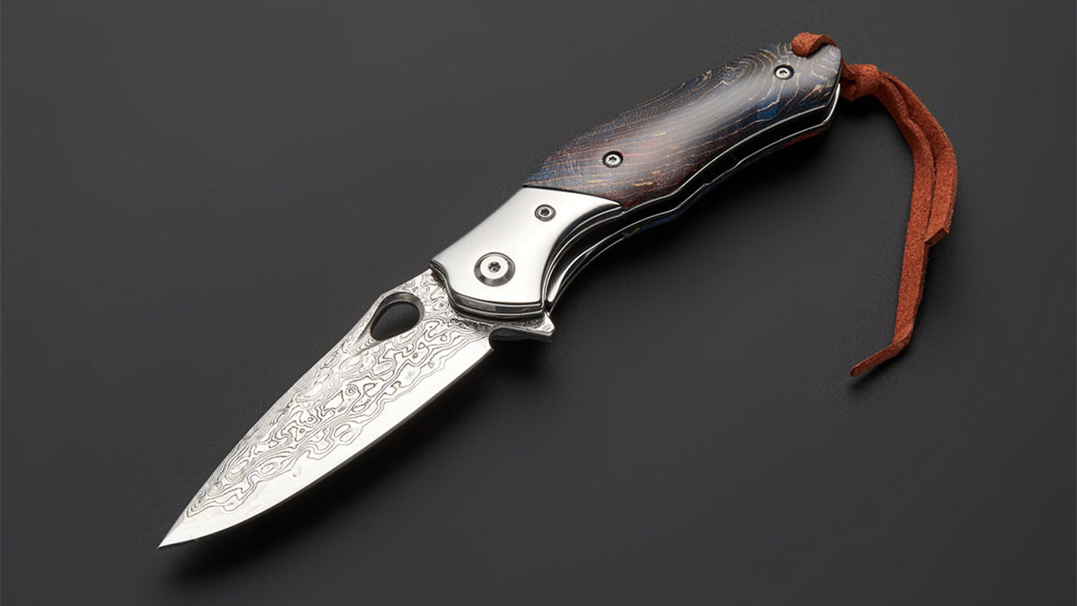 Romance of Men Illusion Damascus Folding Pocket Knife