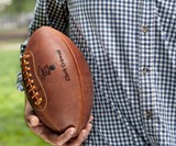 Man Holding Leather Head Handmade Football