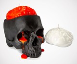 Skull Candle Holder with Bleeding Brain Candle