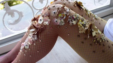 Flowers & Sparkles Handmade Fishnet Stockings