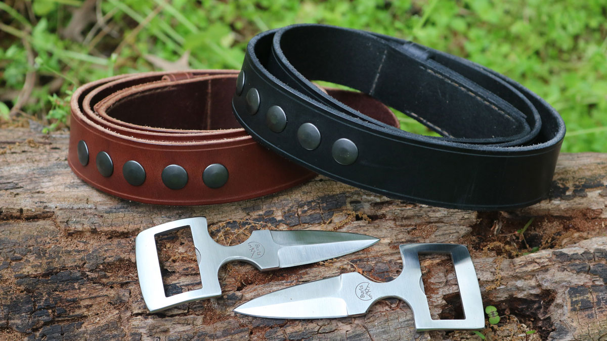 Burls Belt Buckle Knife & Belt