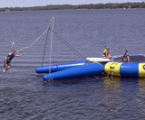 Floating Trampoline with Rope Swing