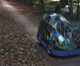 Stained Glass Driverless Sleeper Car of the Future