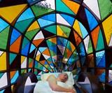 Stained Glass Driverless Sleeper Car of the Future