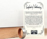 Titanium & Jack Daniels Barrel Ring Certificate of Authenticity