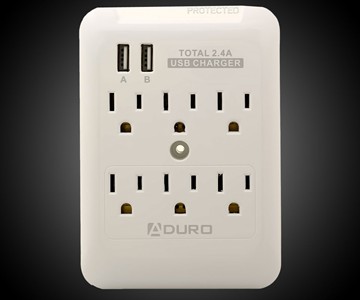 Surge Protector with 6 Outlets & 2 USB Ports Surge Protector with 6 Outlets & 2 USB Ports
