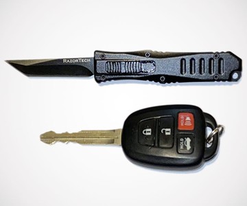 Mini Keychain Double Action Knife with Tanto Blade