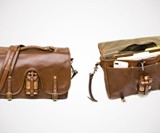 Jacob Bromwell Leather Messenger Bag with Flask Holder