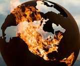 Planet Earth Globe Fire Pit Closeup