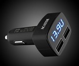 Dual USB Car Charger with LED Display