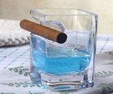 Whiskey Glass with Cigar Holder