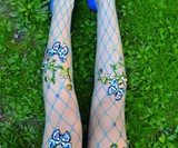 Flowered Fishnet Tights