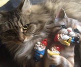 Cat Eating the Garden Gnomes Statue