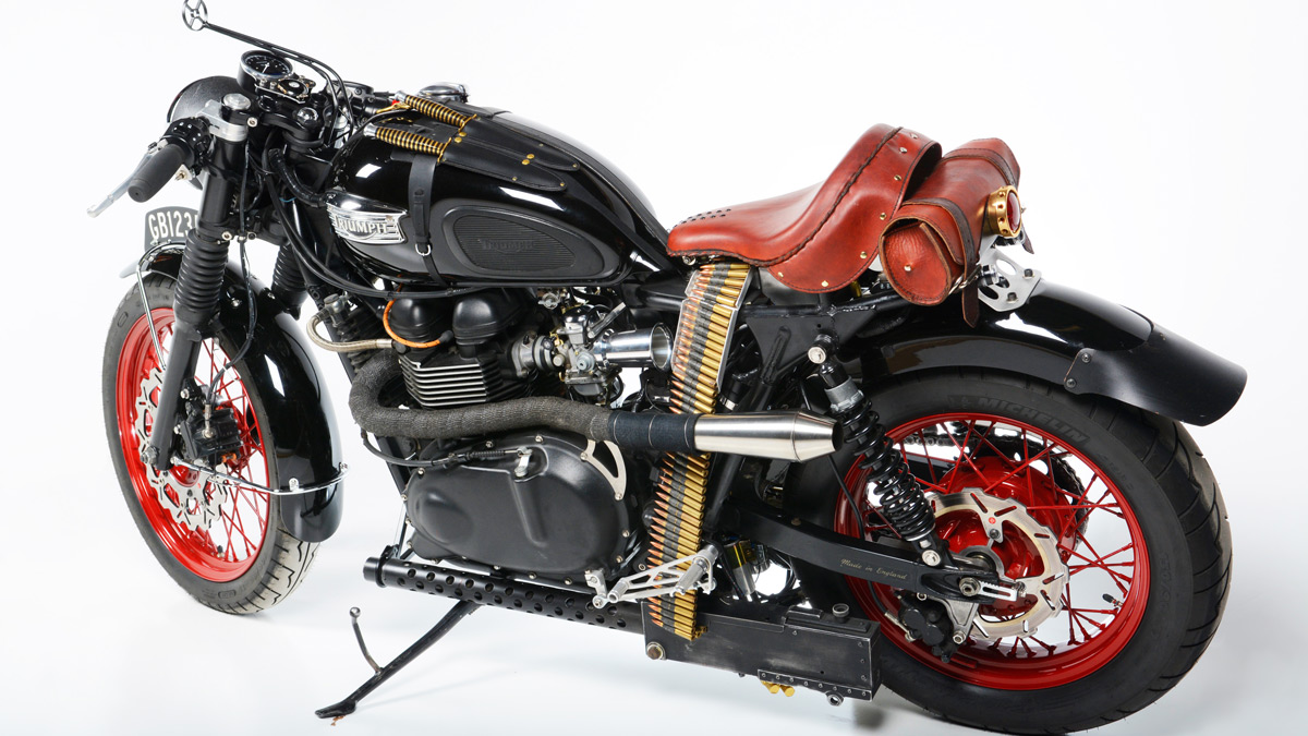 Steampunk Motorcycle with Firing Machine Guns