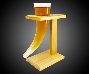 Viking Beer Horn Glass with Stand
