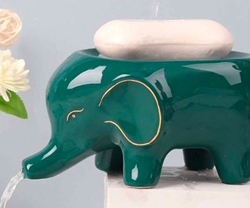 Elephant Soap Dish with Water-Draining Trunk