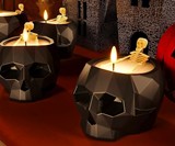 Skeleton in a Skull Bathtub Candle