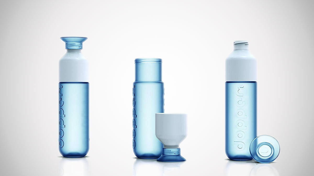 Dopper Water Bottle with Drinking Cup Lid Dopper Water Bottle with Drinking Cup Lid