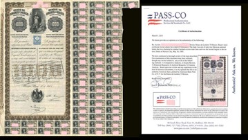 Banco de Londres Y Mexico Uncanceled Bearer Stock Certificate for 1,000 Pesos