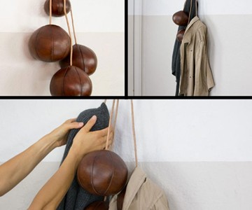 Old Leather Balls Coat Rack