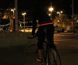 Cyclist Wearing Red HALO LED Sport Belt