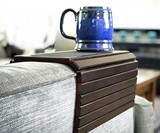 Slatted Wood Sofa Arm Tray Table