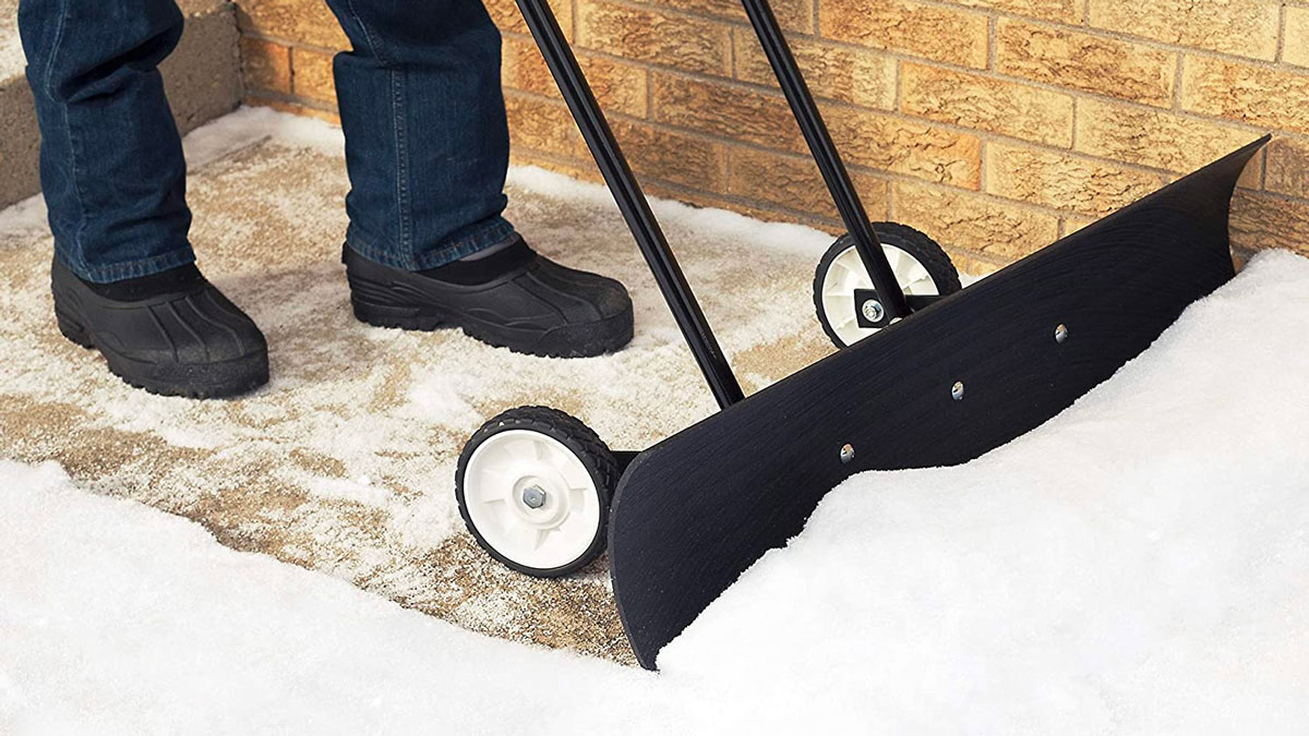The Snowcaster Wheeled Snow Pusher & Barn Shovel The Snowcaster Wheeled Snow Pusher & Barn Shovel