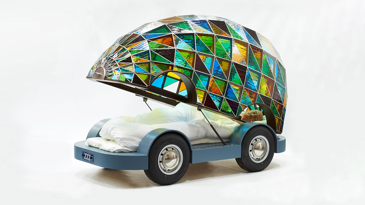 Stained Glass Driverless Sleeper Car of the Future Stained Glass Driverless Sleeper Car of the Future