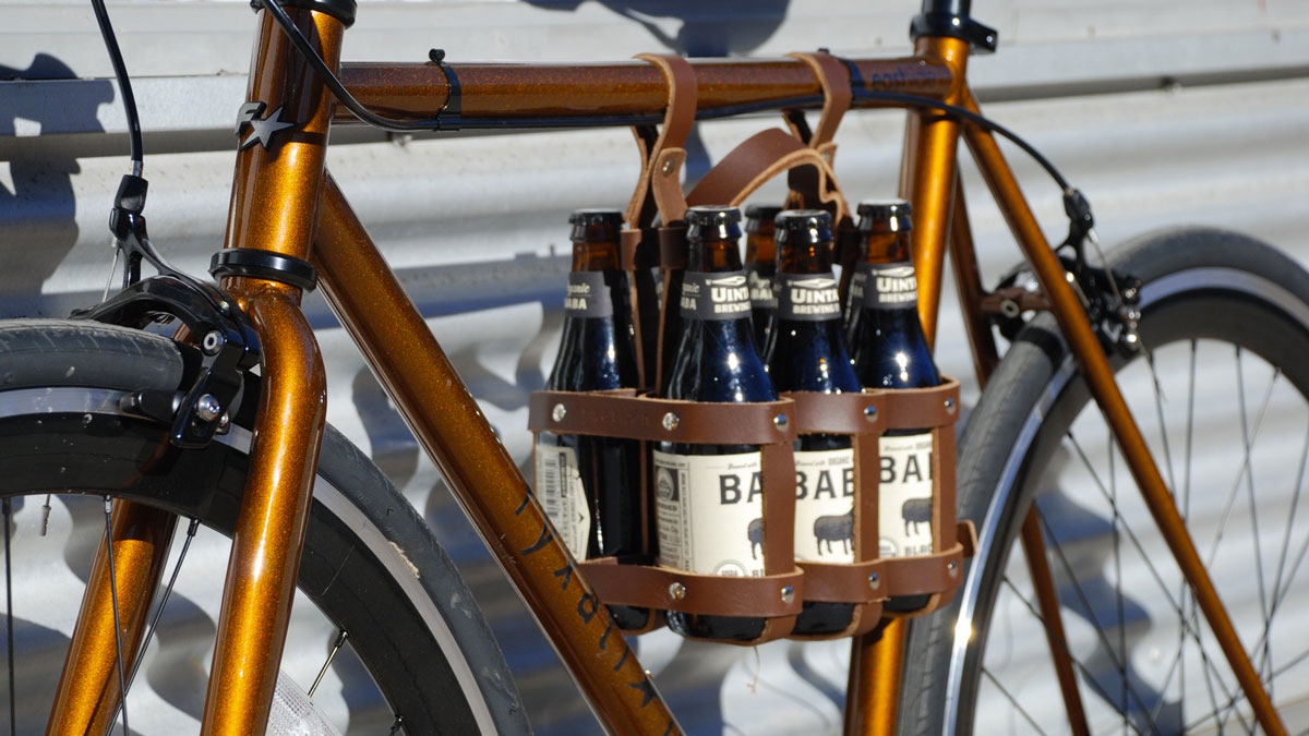 Leather Six-Pack Bike Caddy Leather Six-Pack Bike Caddy