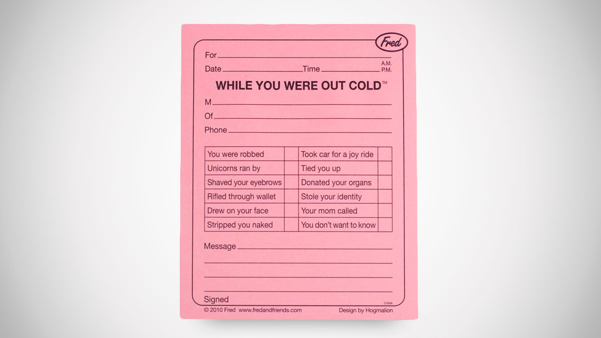 While You Were Out Cold Notes While You Were Out Cold Notes