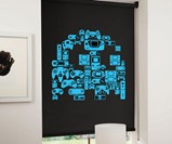 8-Bit Gaming Blinds - Blue Pac-Man Ghost