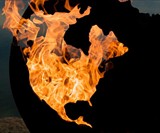 Planet Earth Globe Fire Pit Closeup