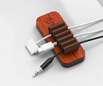 Wood & Leather Cable Organizers Wood & Leather Cable Organizers
