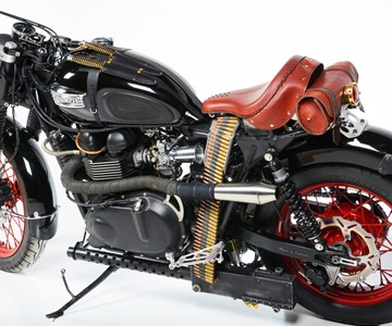 Steampunk Motorcycle with Firing Machine Guns