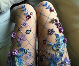 Flowered Fishnet Tights