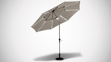 Scrimp: Solar Powered LED Lighted Patio Umbrella Scrimp: Solar Powered LED Lighted Patio Umbrella
