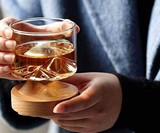 Mt. Fuji Glass with Wooden Coaster